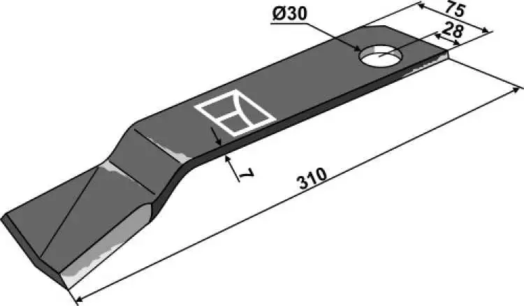 Schlegelmesser 310x75mm - links